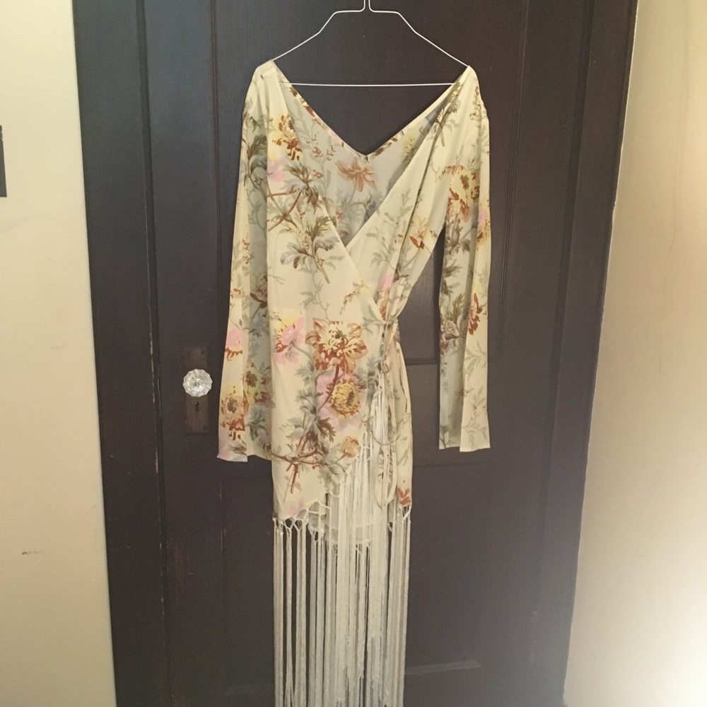 Fringed wrap dress